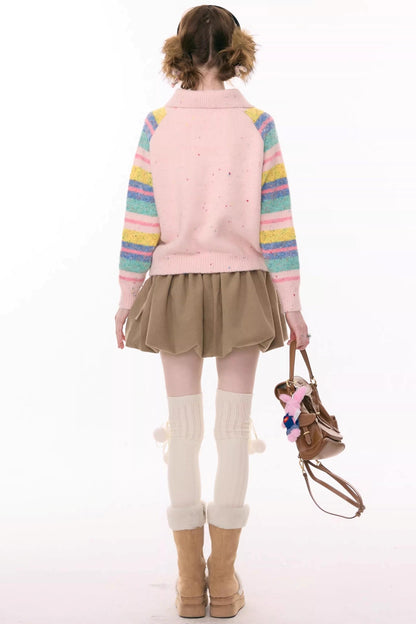 Rainbow Stripe Bow Sweater