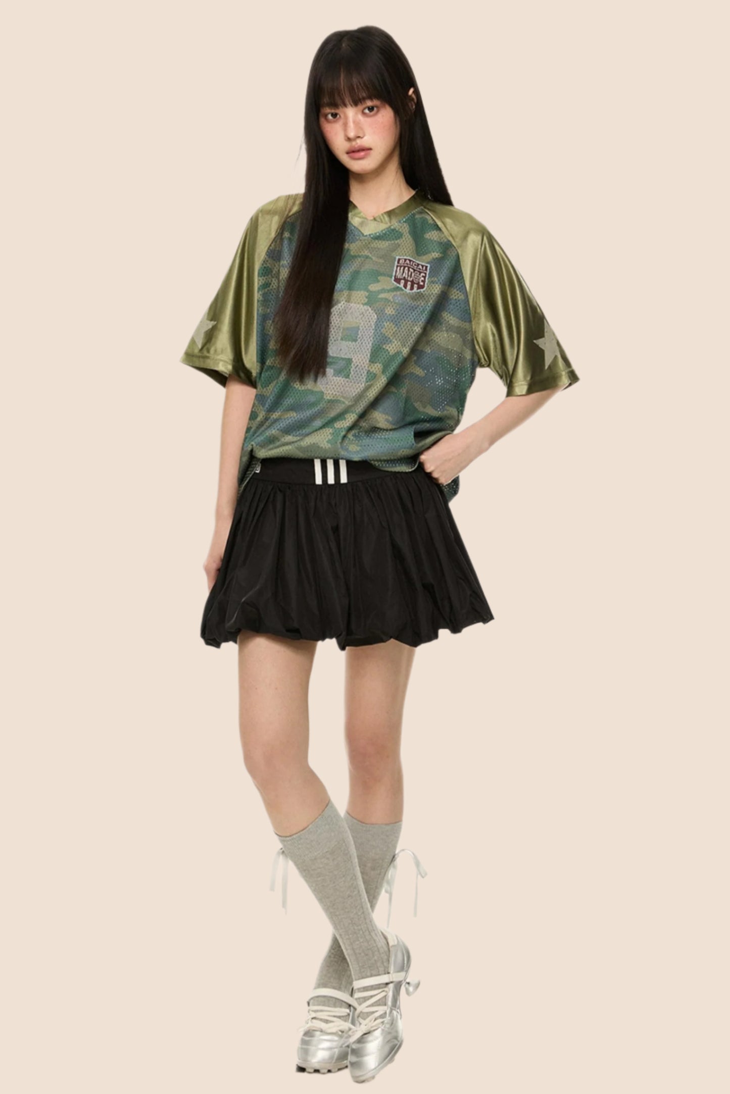 Retro Camo V-Neck Tee