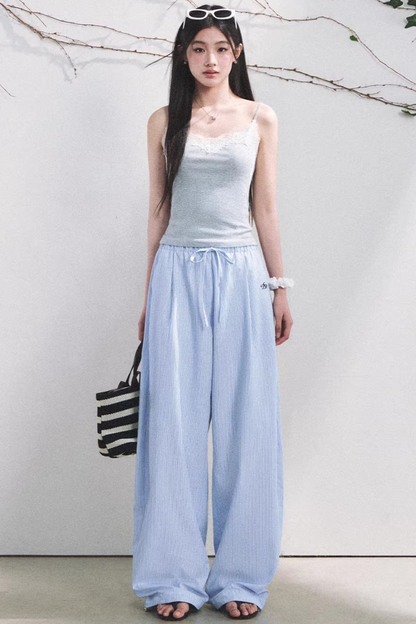 Pantaloni a Righe Color Bacca Chiaro