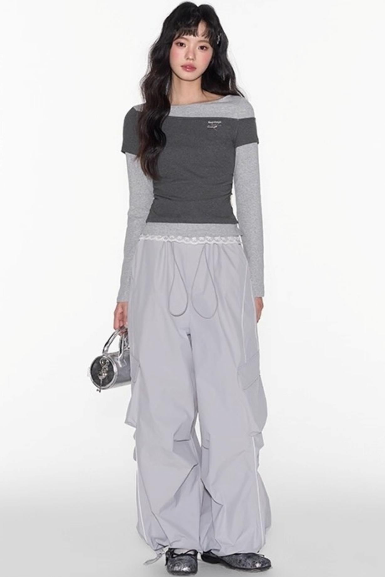 Slim Patchwork Long-sleeved Top