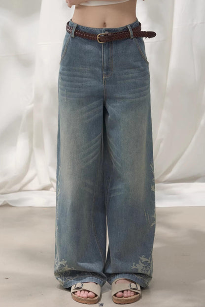 Laser Embossed Vintage Jeans