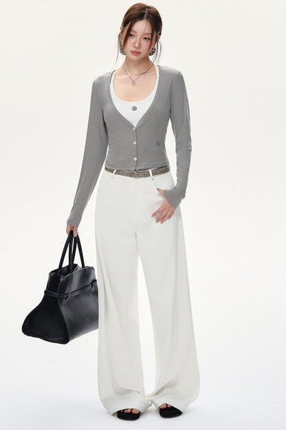 Retro Straight Mop Pants