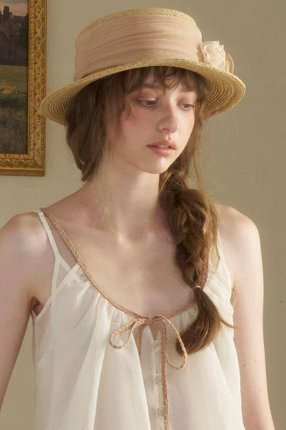 Vintage Flower Woven Raffia Sun Hat
