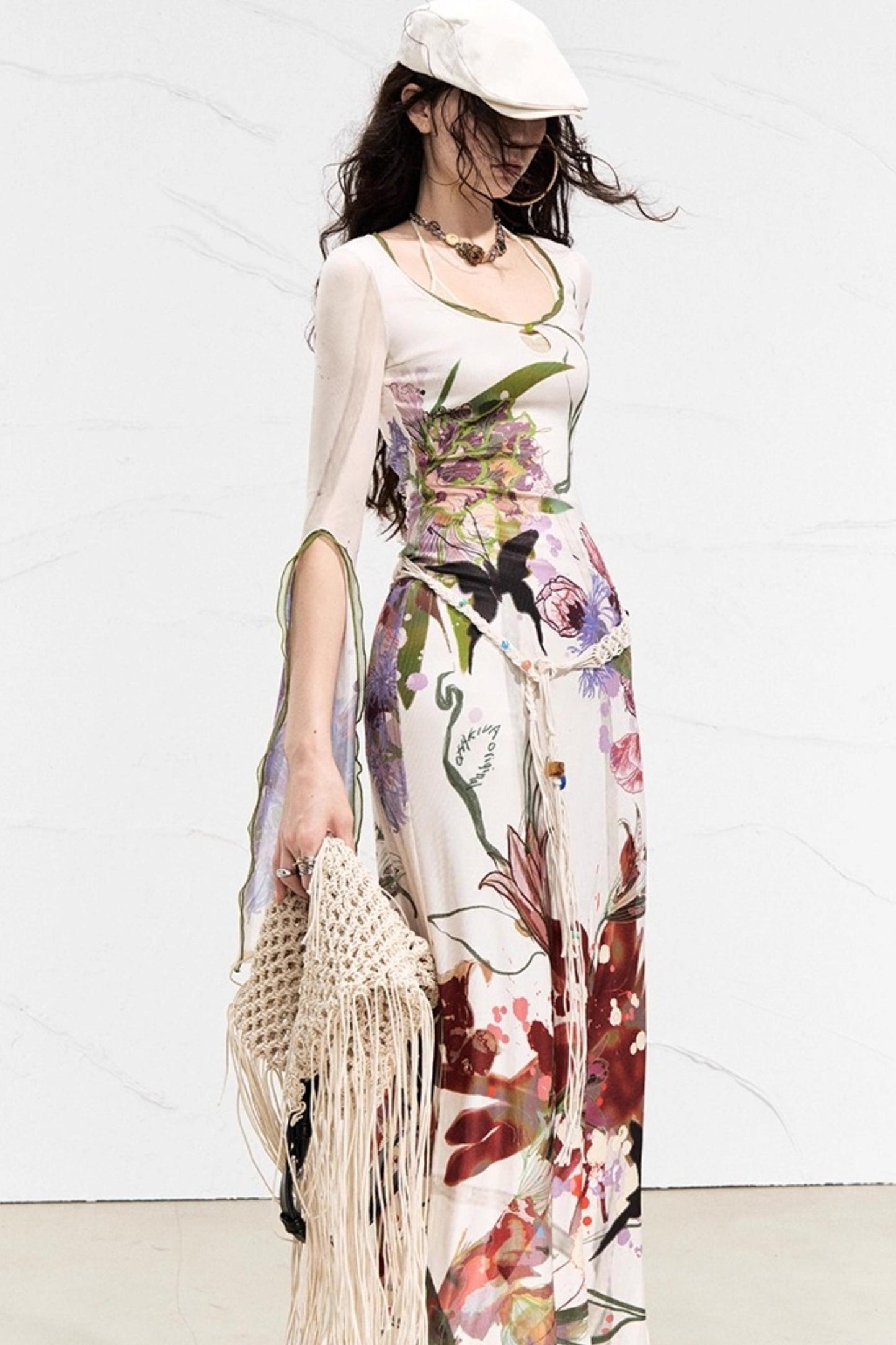 Floral Elegance Side-Slit Dress