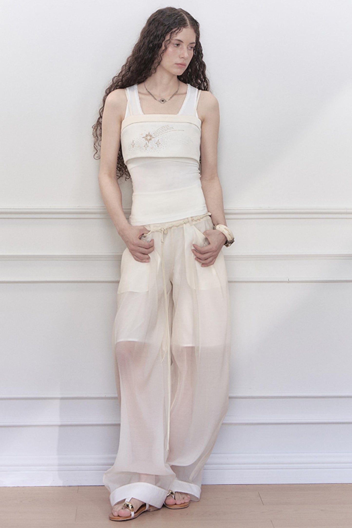 Lace Collar Knit Camisole Set