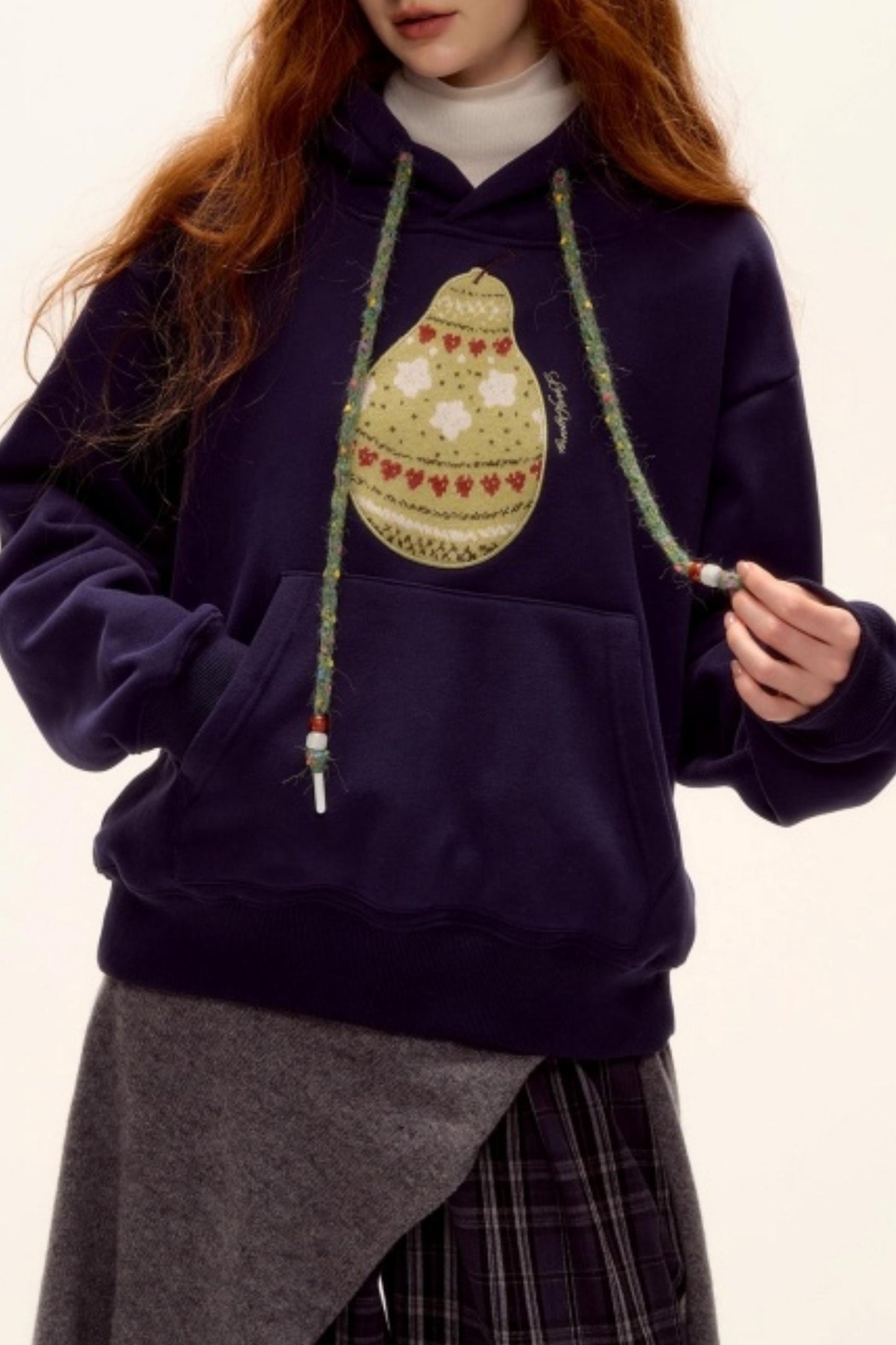 Brushed Fair Isle Knit Hoodie Sweater