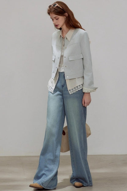 Striped Lace Sleeve Top