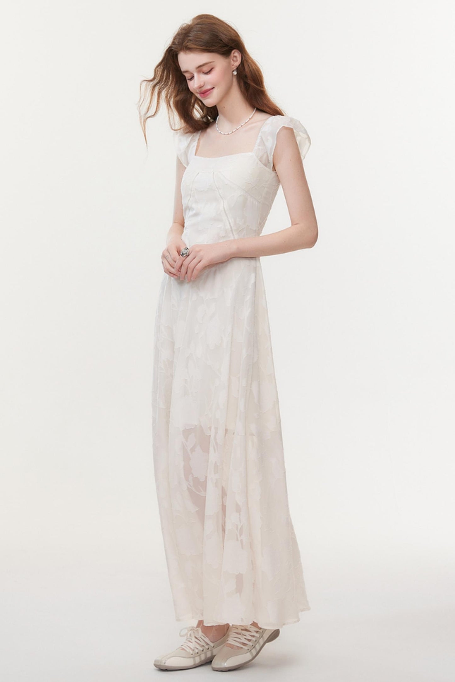 Slim Fit Square Neck Jacquard Dress