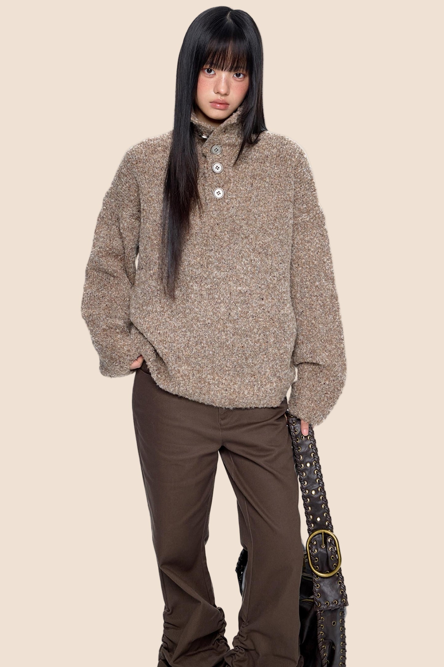 Stand-Up Vintage Sweater Jacket