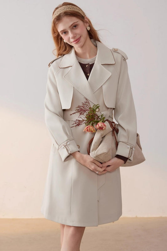 Beige Collar Trench Coat