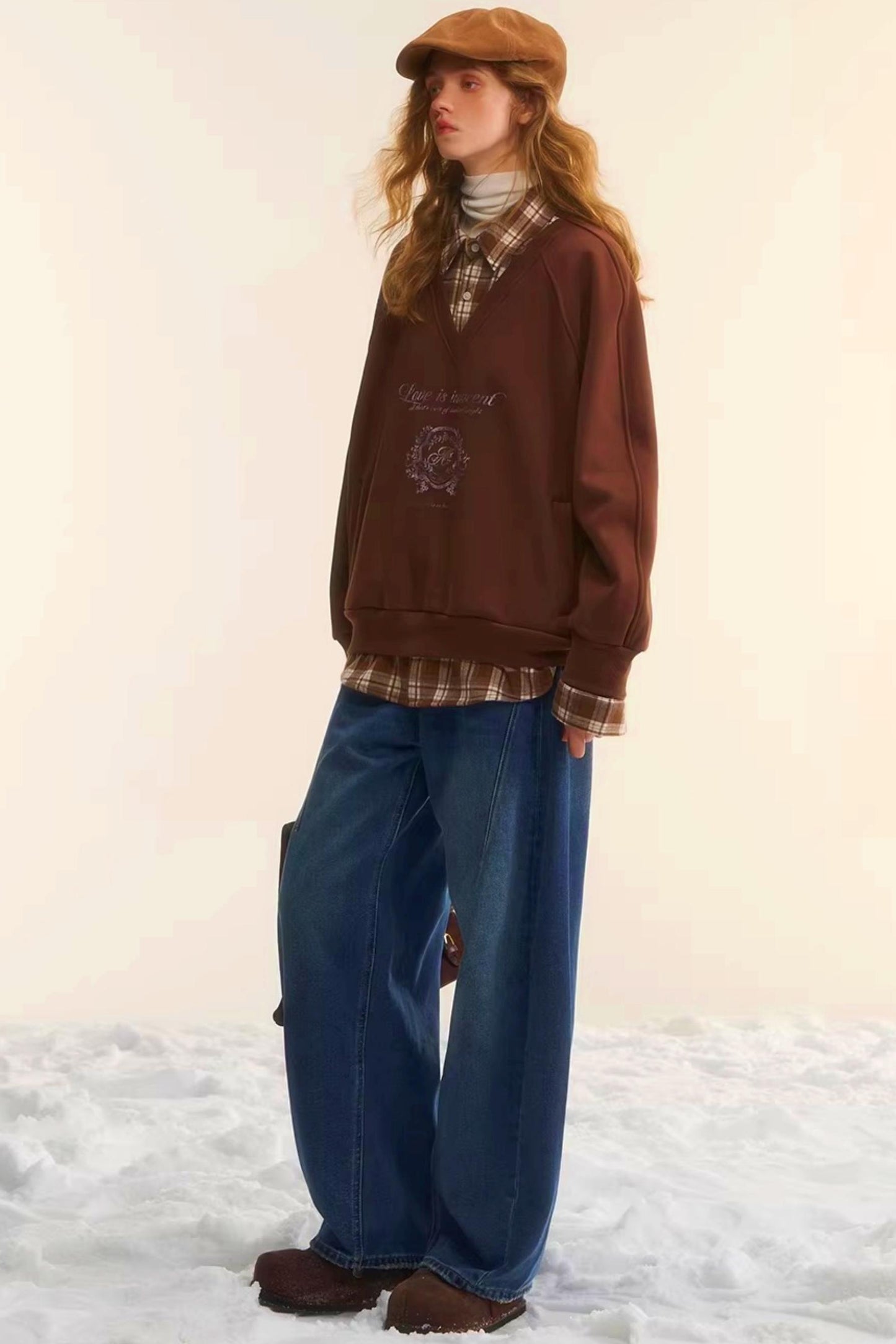 Retro Plaid Patchwork Sweatshirt