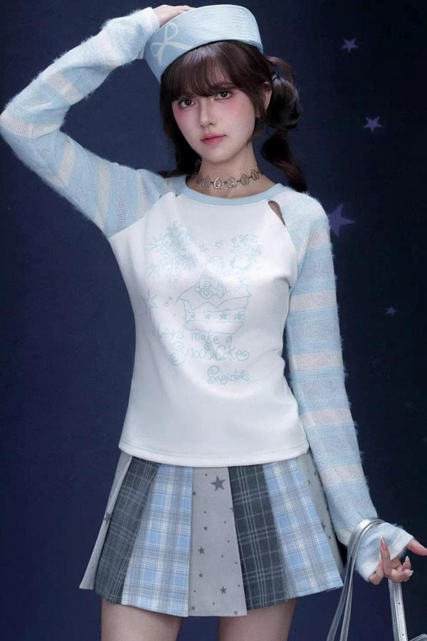 Energetic Striped Raglan Sleeve T-Shirt