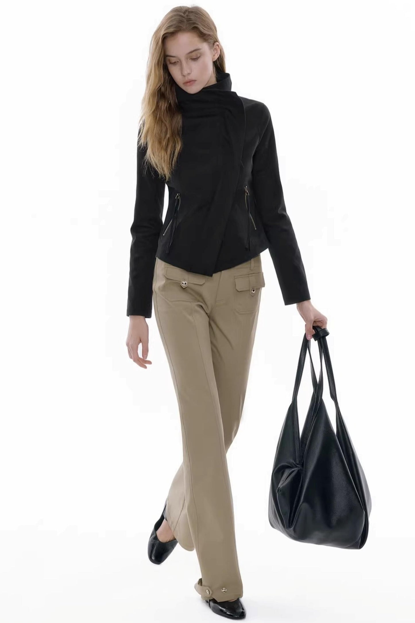 Asymmetrical Zipper Slim-Fit Top