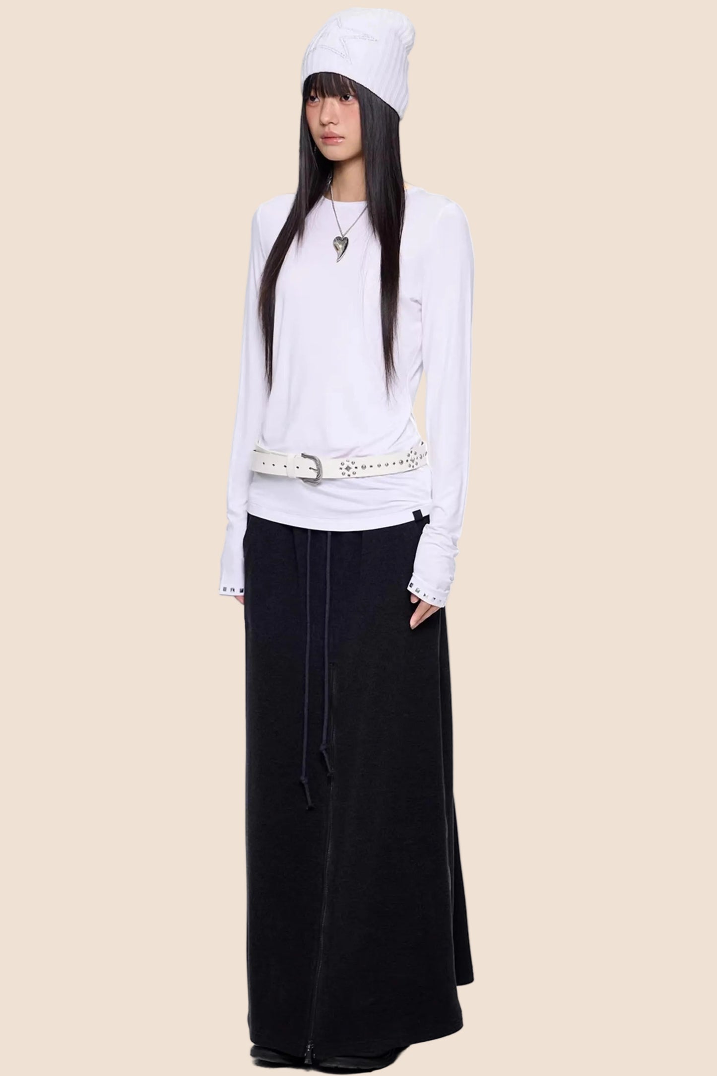 Retro-Slim-Oberteil mit Nieten