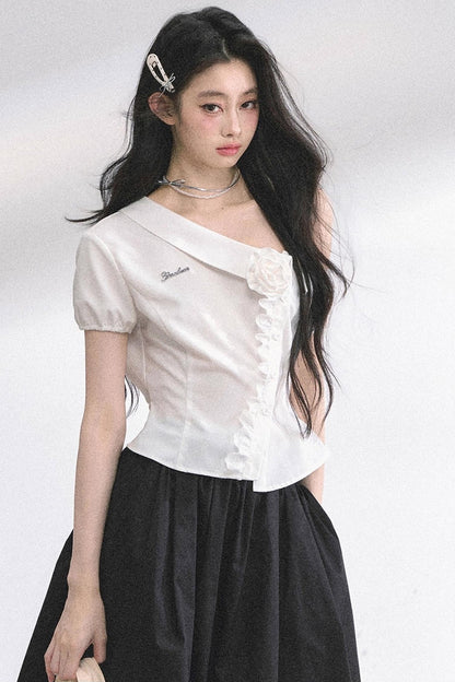 White Gardenia Lace Off-the-Shoulder Shirt