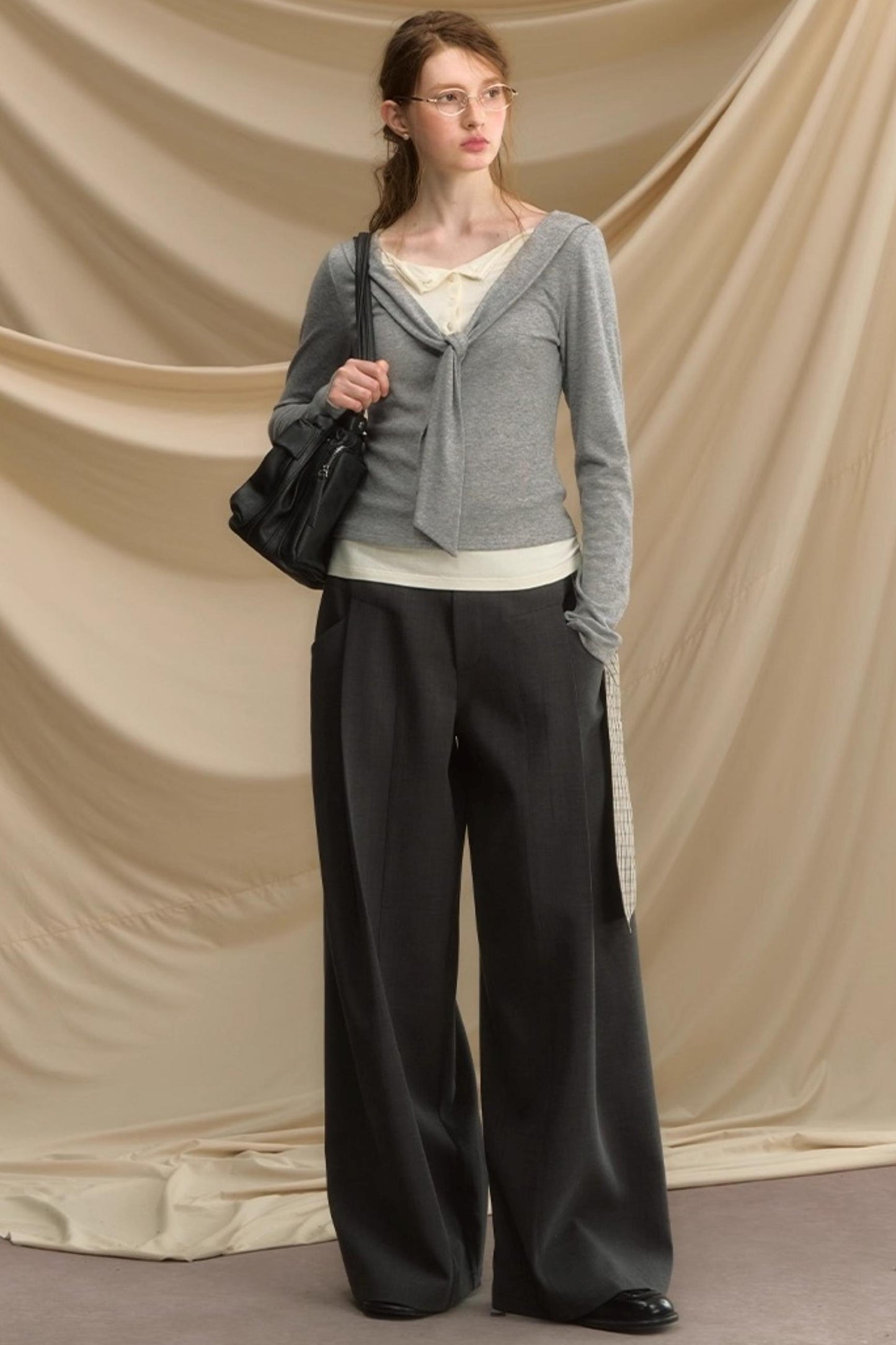 Pleats Gray Trousers