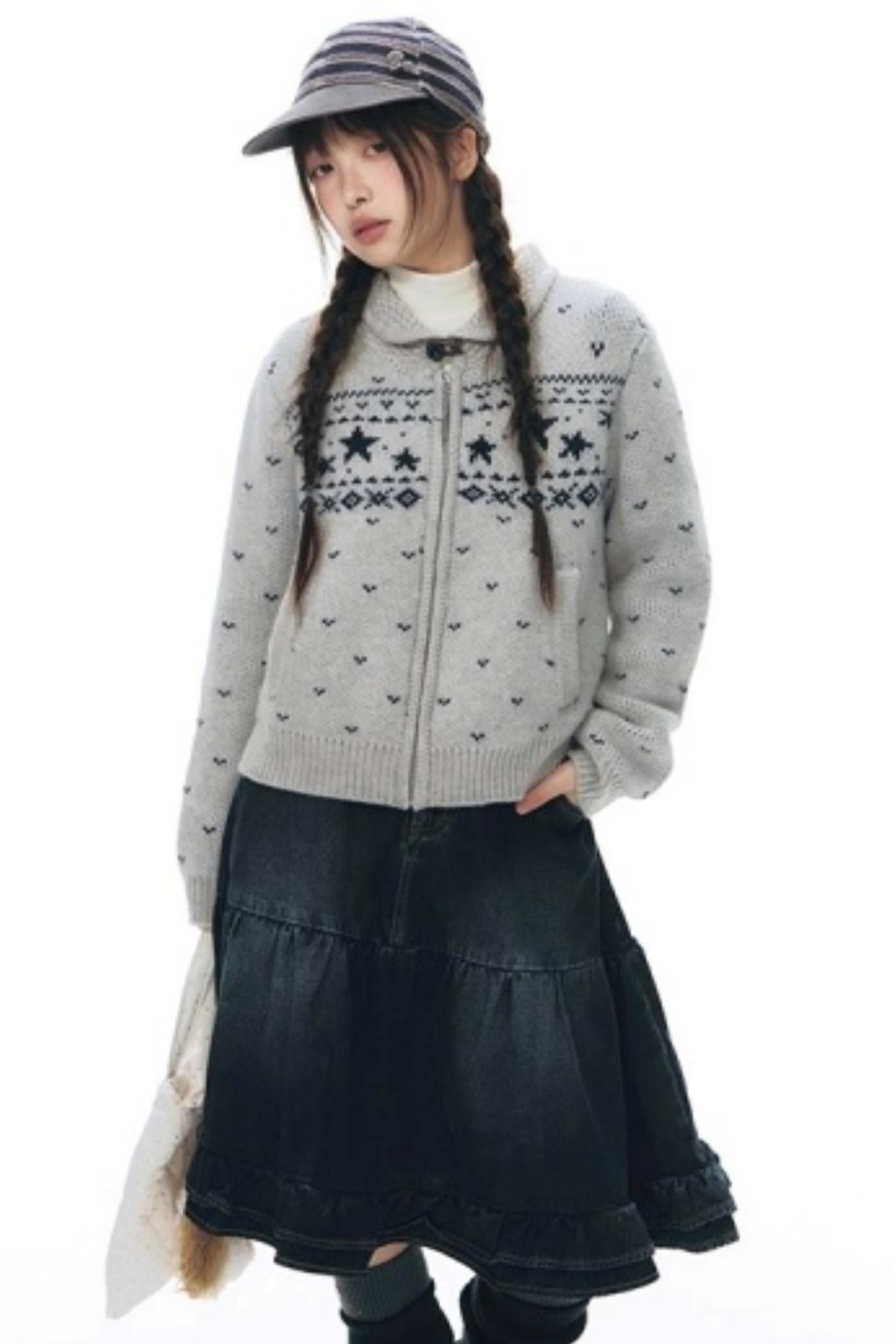 Vintage Lace Denim Skirt