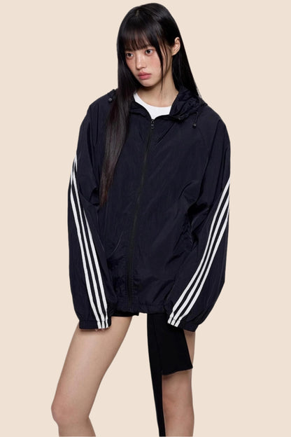 UV Shield Striped Hoodie Jacket