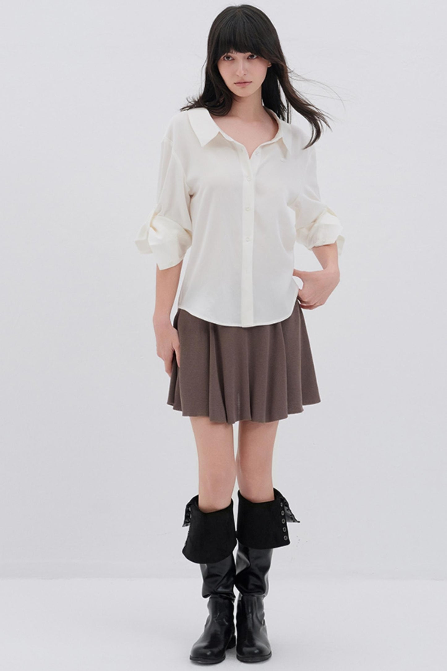 Silky White College Shirt