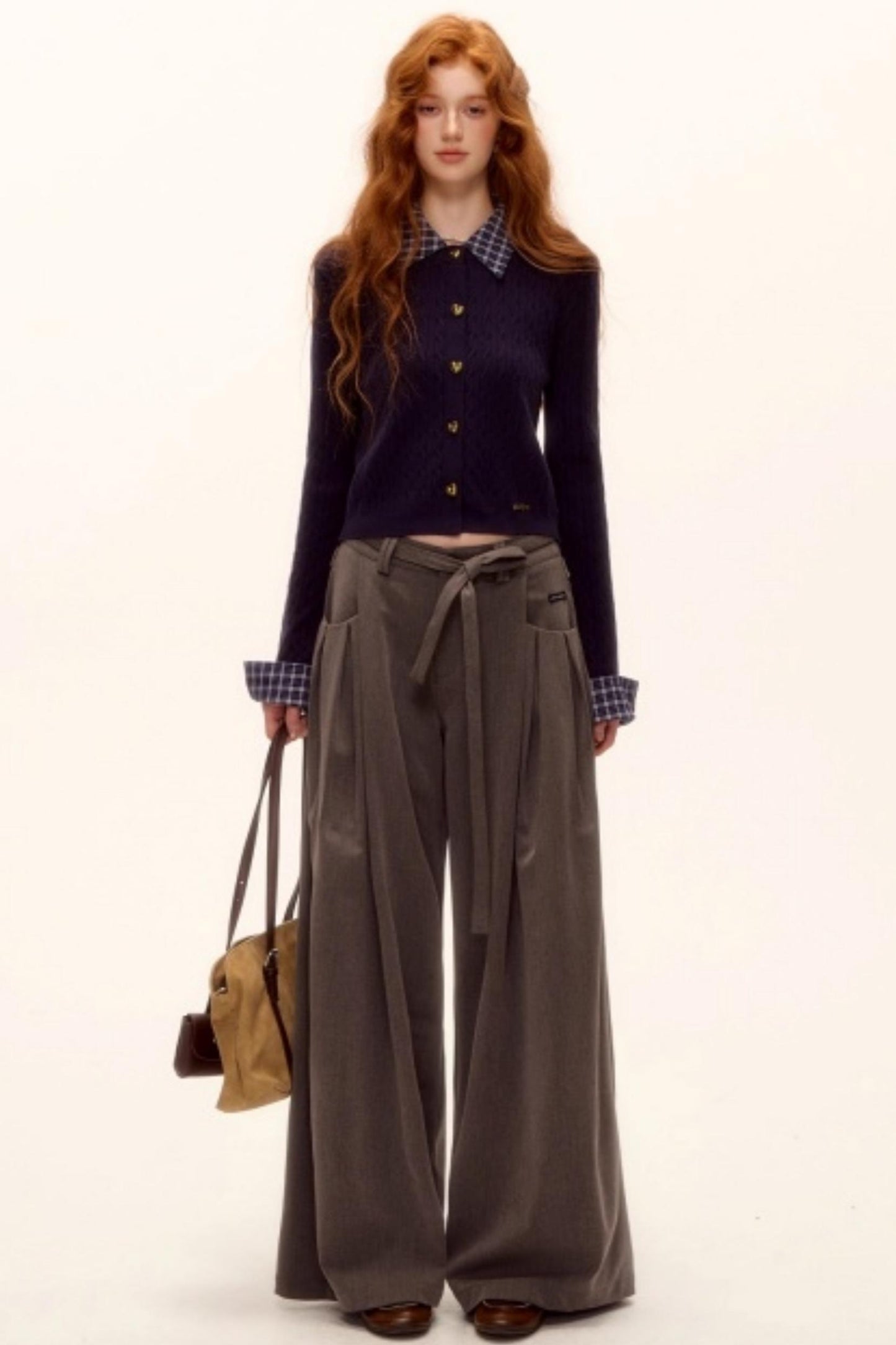 Wool Blend Plaid Knit Top