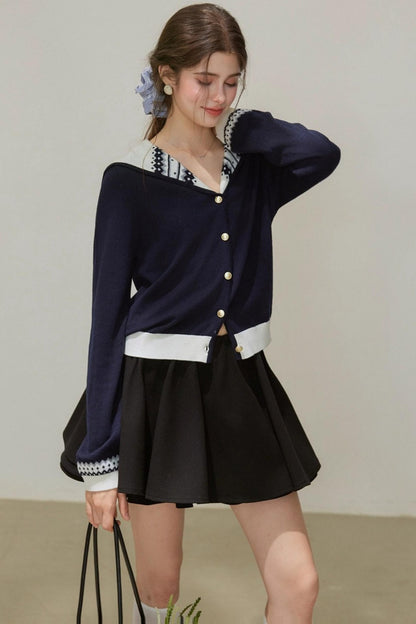 Navy Knitted Cardigan