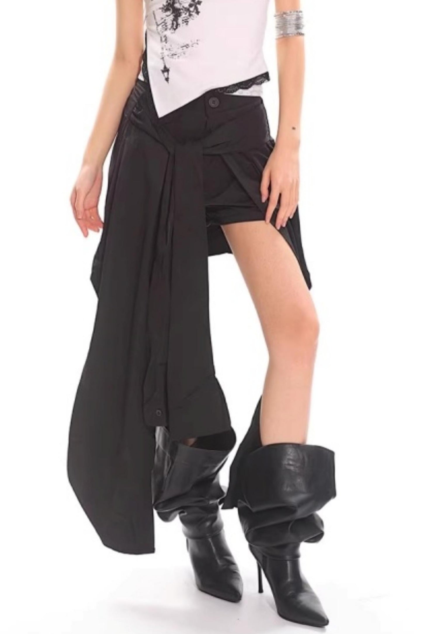 Retro Slim-Fit Short Skirt Set-Up