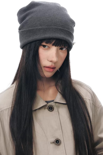 와플 니트 버튼 모자