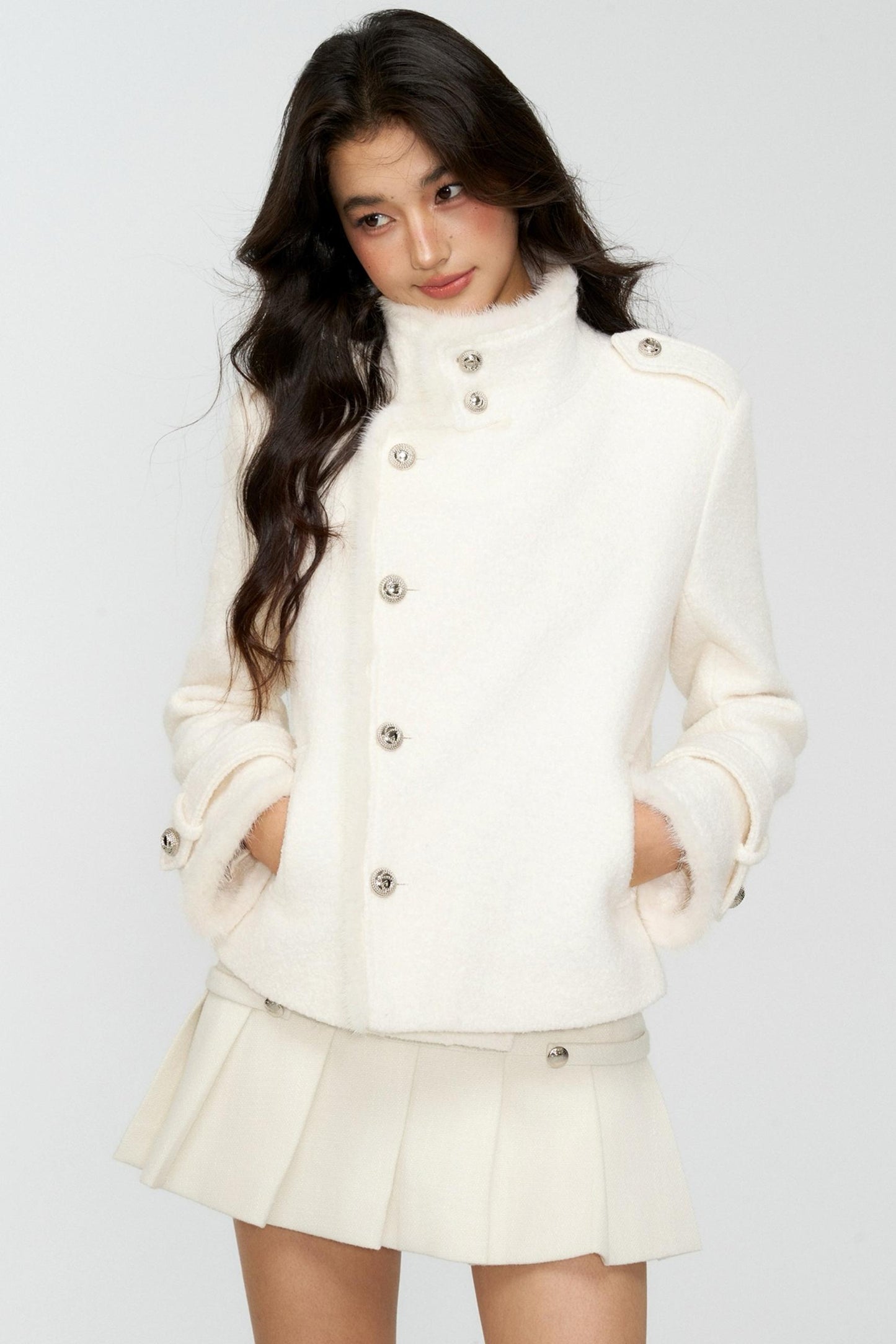 Exquisite Woolen Cropped Jacket Set-Up