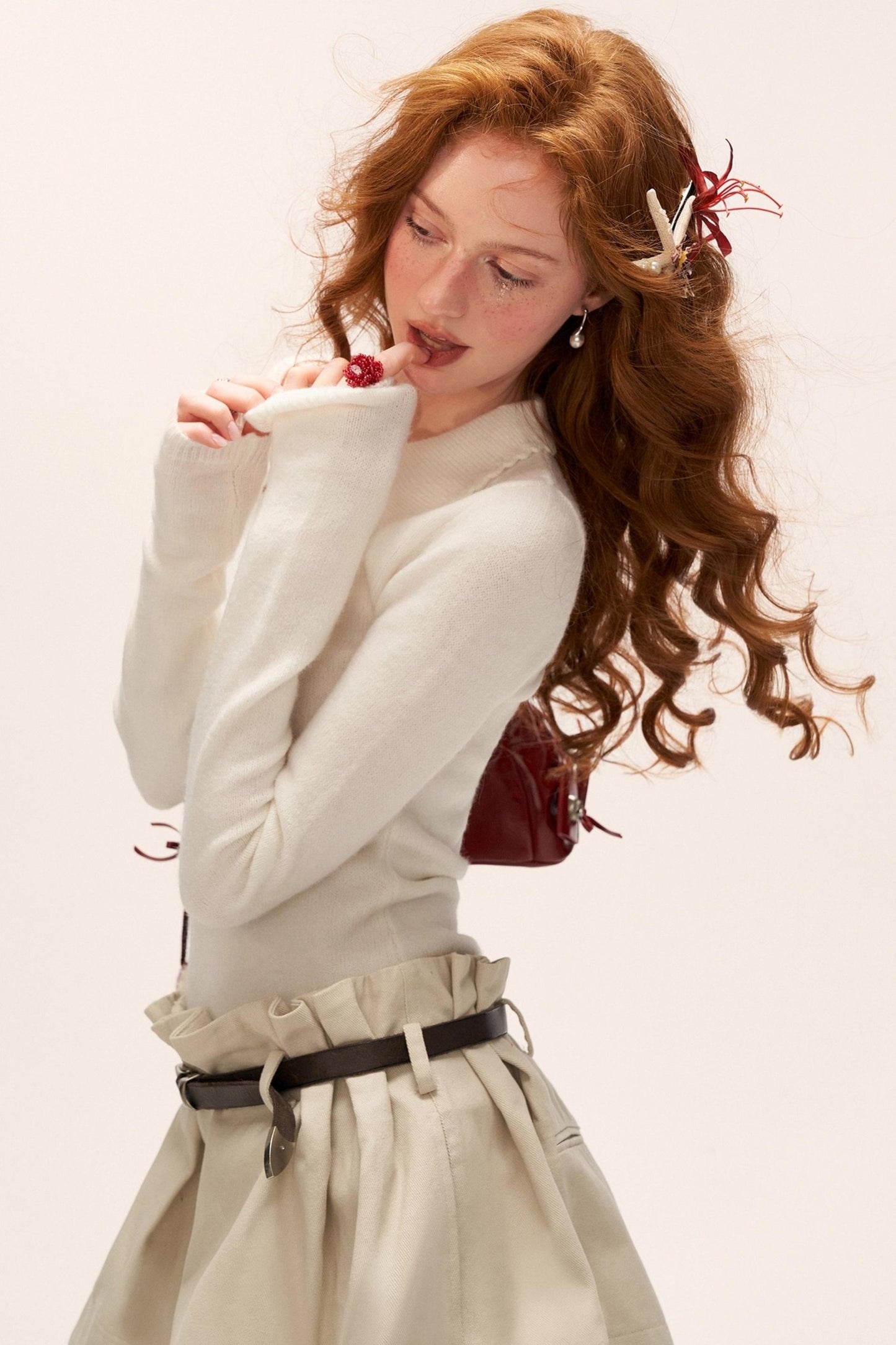 Vintage Crochet V-Neck Top Set-Up