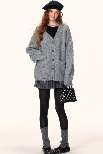 Atmospheric Irregular V-Neck Cardigan