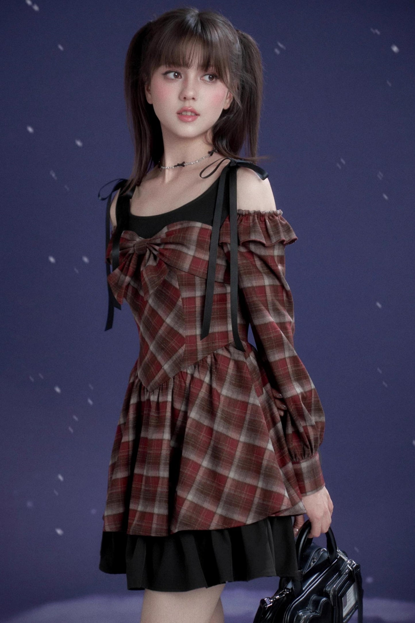 Red and Brown Plaid Dress