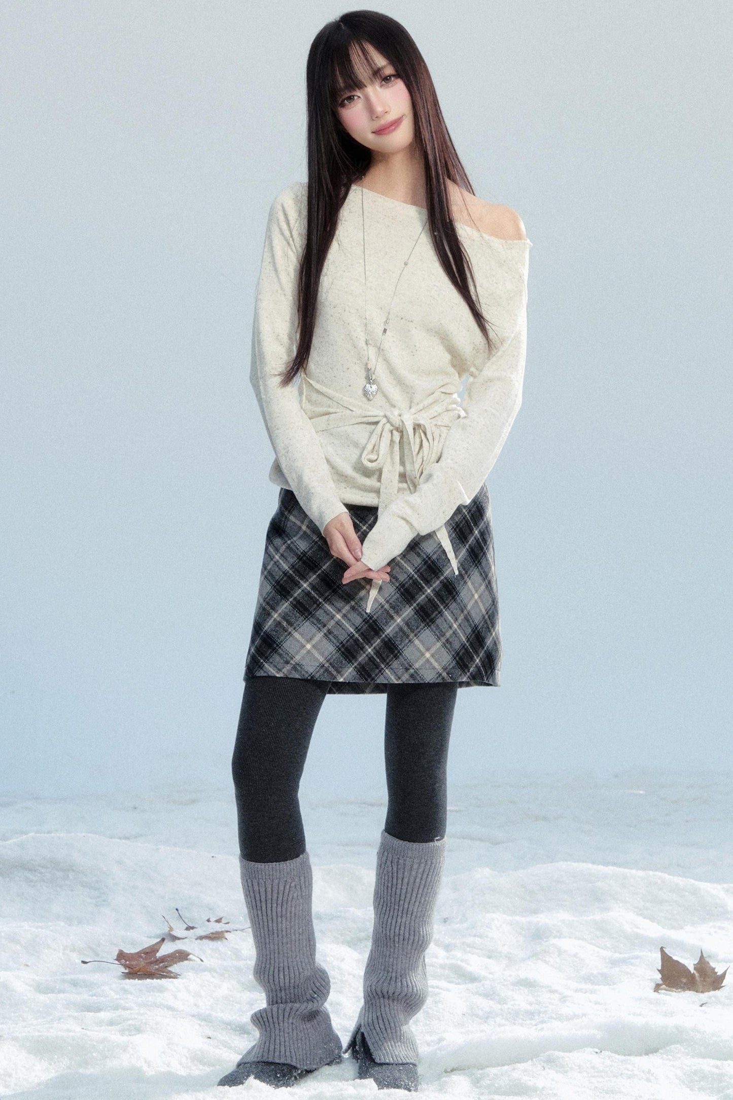 Slanted Shoulder Knit Shirt