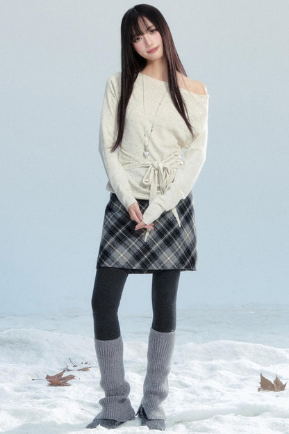 Slanted Shoulder Knit Shirt