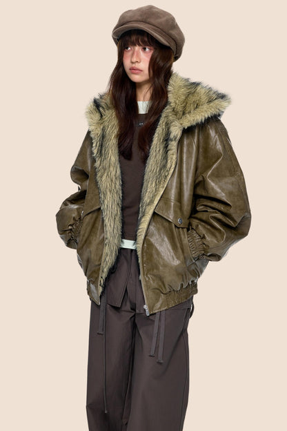 Vintage Fur Hooded Jacket