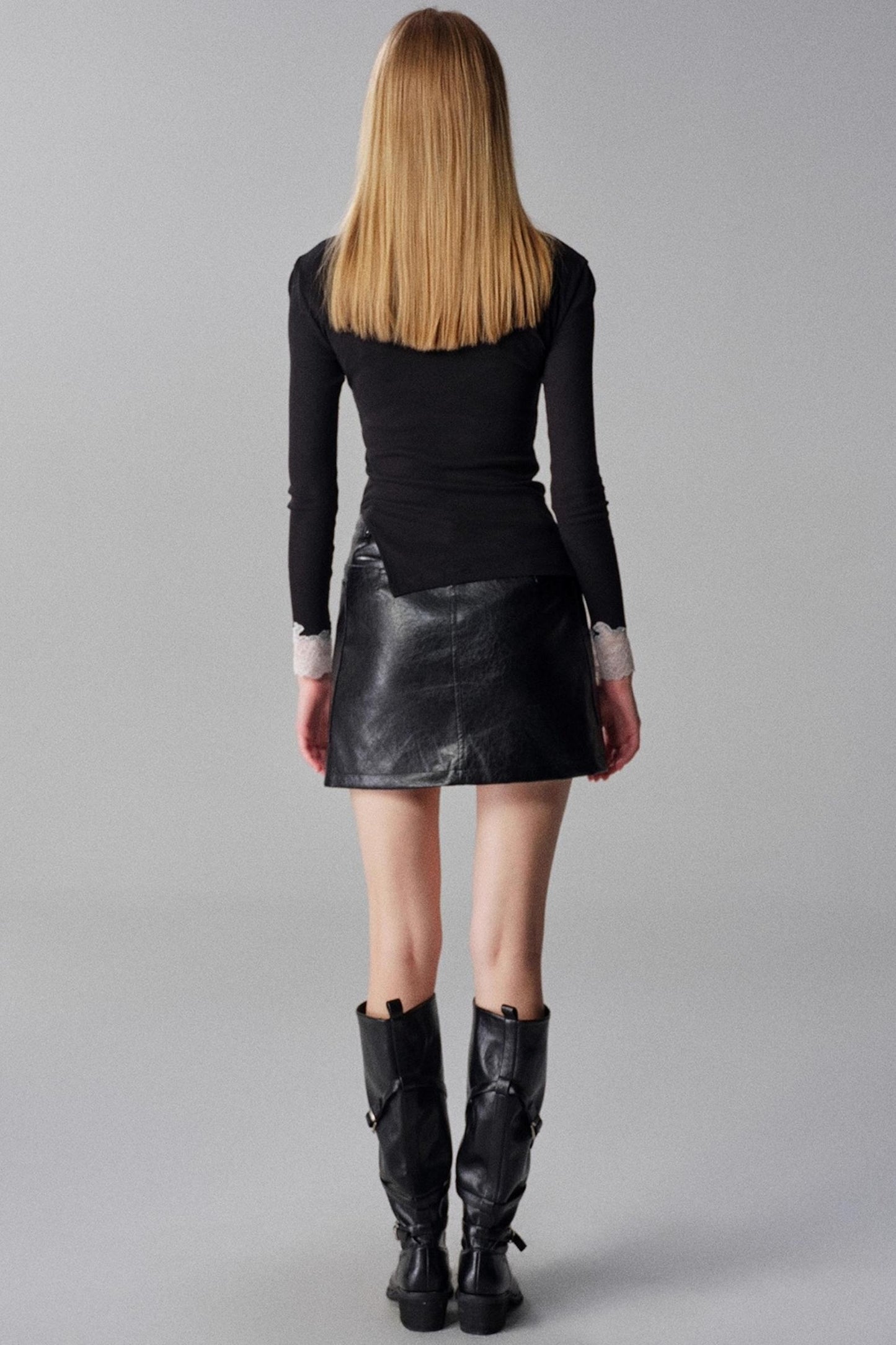 Autumn and Winter High-Waisted Leather Skirt