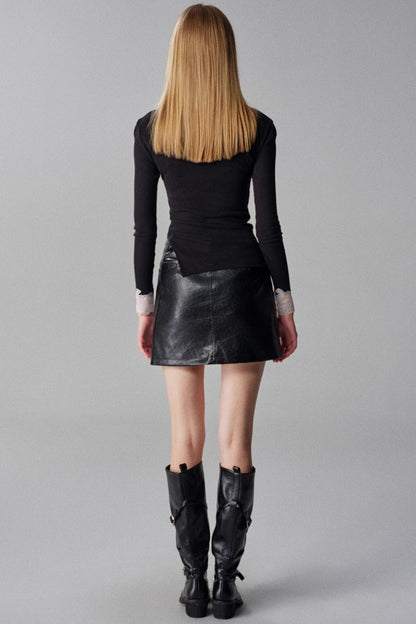 Autumn and Winter High-Waisted Leather Skirt