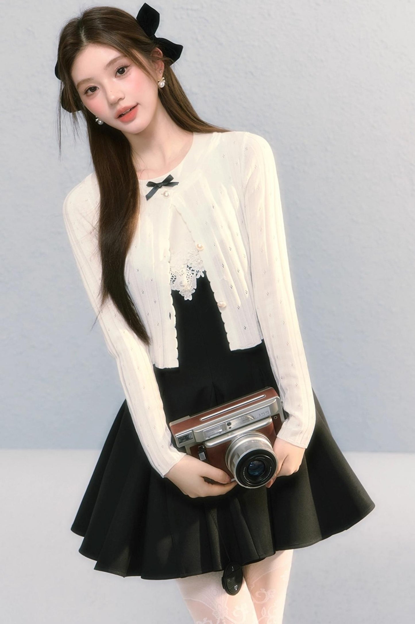 Golden V-Shaped Black Dress