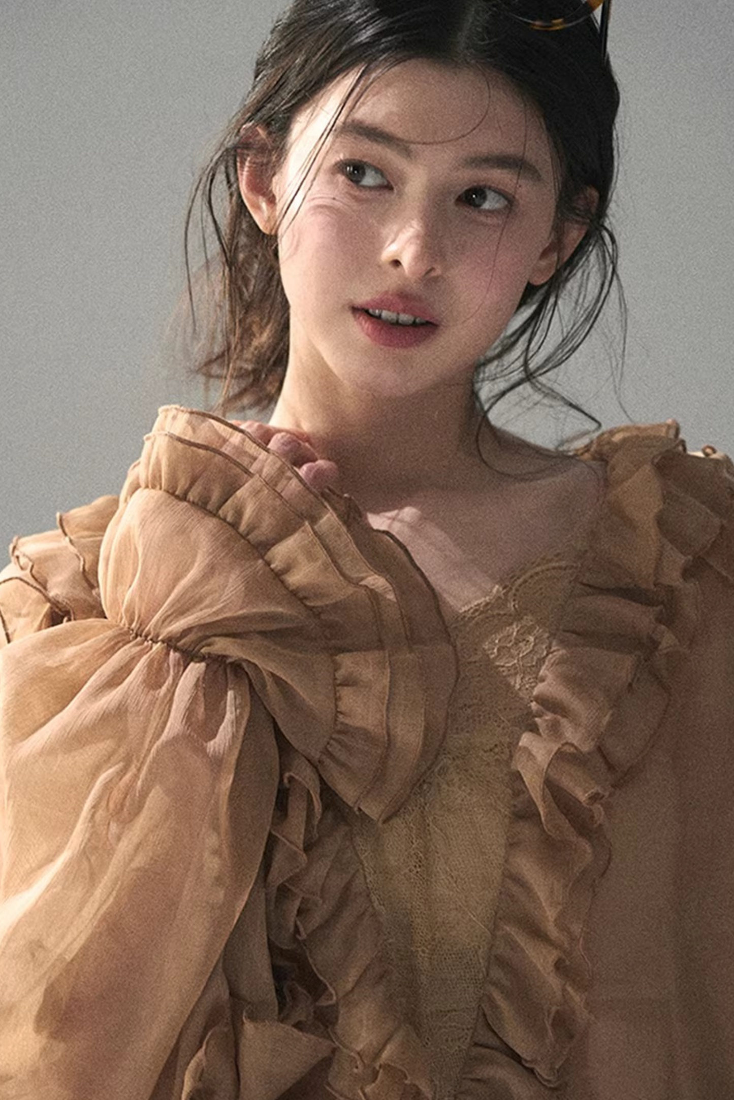 Ruffled Lace Chiffon Blouse
