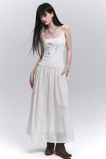 Summer Black-White Halter Dress