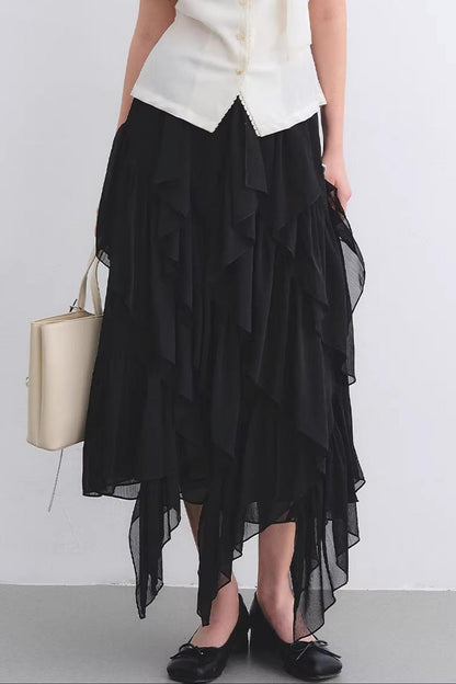 Elastic Chiffon Draping Skirt