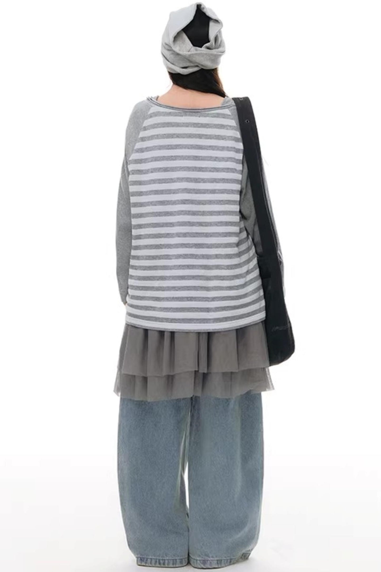 Button Striped Off-Shoulder Top