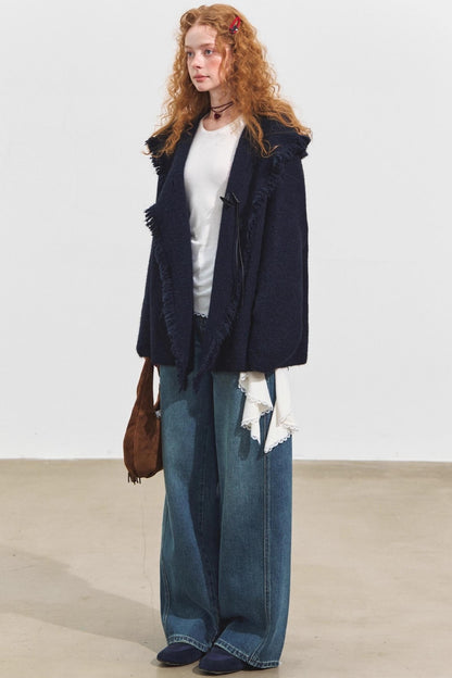 Three-Dimensional Split Wide-Leg Jeans