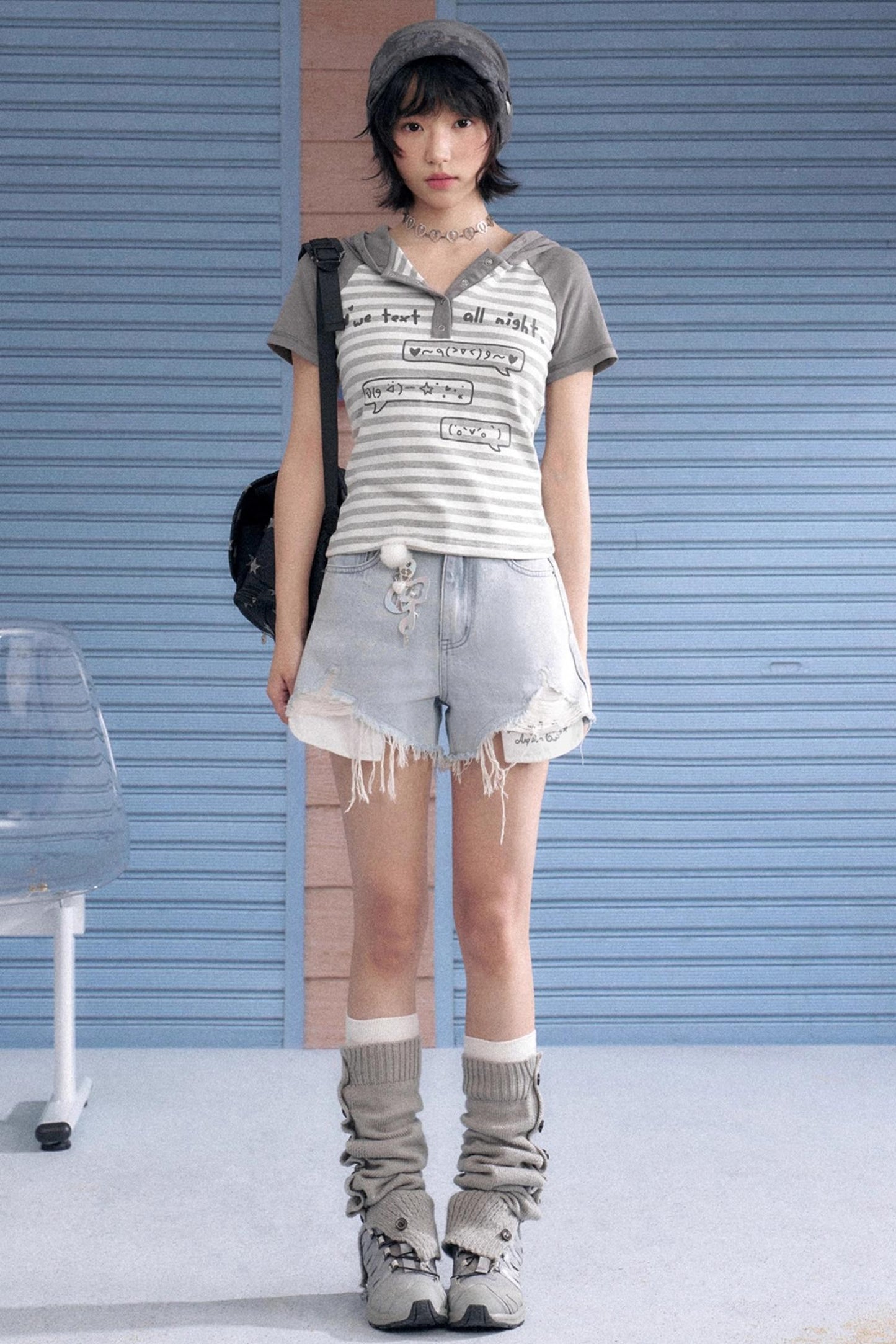 Whiskered Wings Denim Shorts