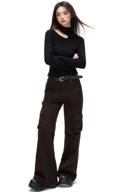 Retro Embroidered Rivet Pants