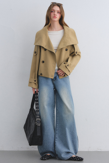 Rhinestone Washed Denim Pants