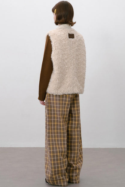 Furry Ribbed Winter Vest Coat