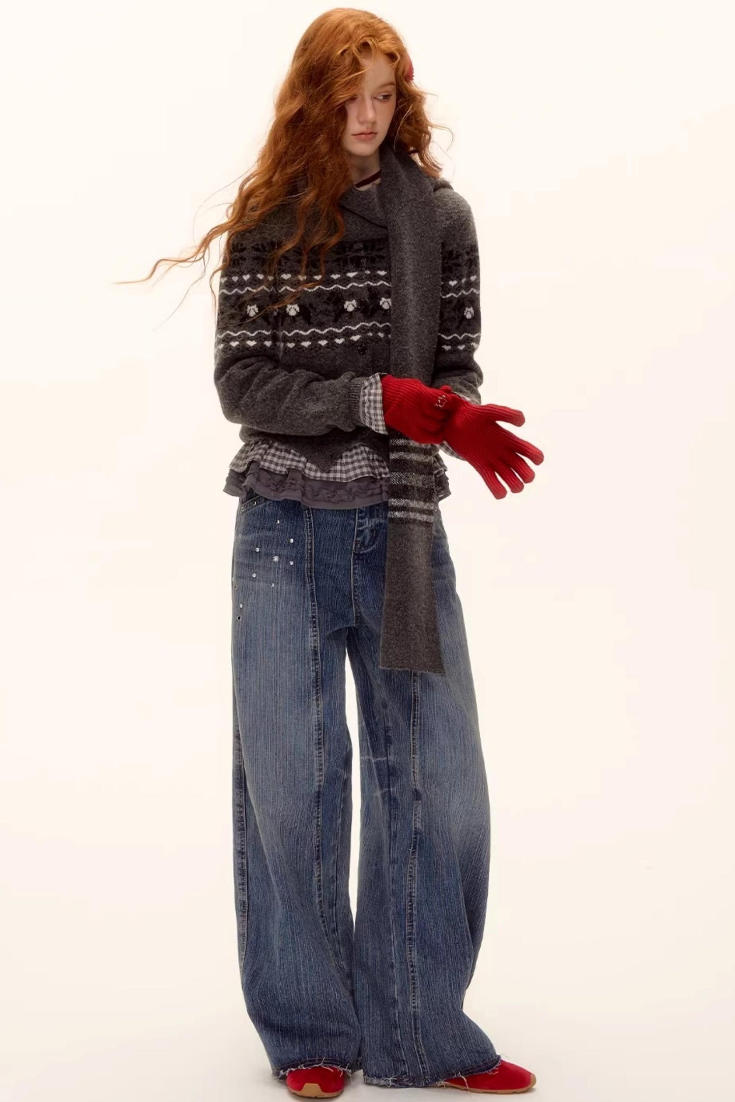 Jacquard Knit Cardigan Set