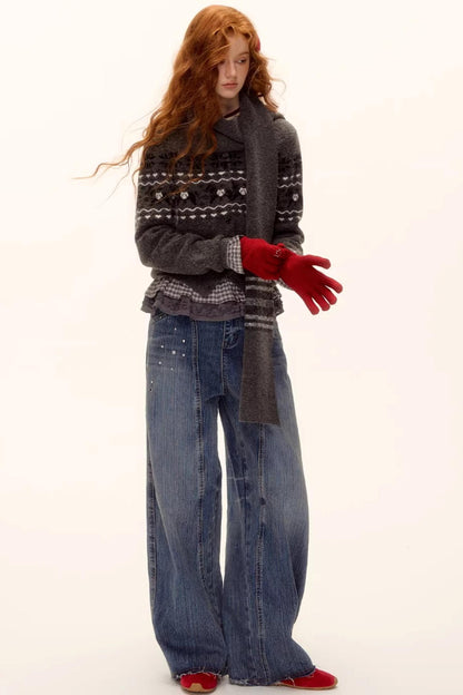 Jacquard Knit Cardigan Set