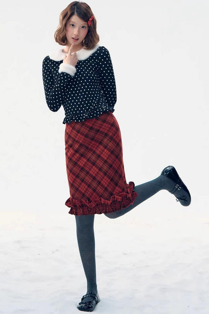 Retro Plaid Lace Skirt