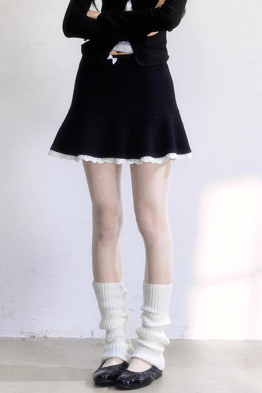 Color-Block Woolen Skirt